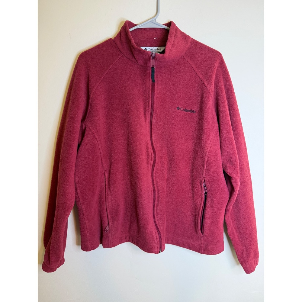 Columbia Womens XL Red Fleece Jacket Full Zip Outdoor Hiking Gorpcore